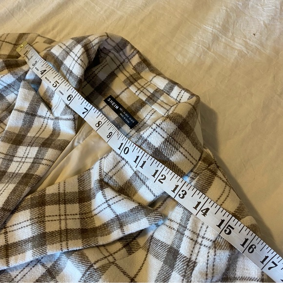 NWOT SHEIN cream/tan plaid dress coat - Picture 11 of 13